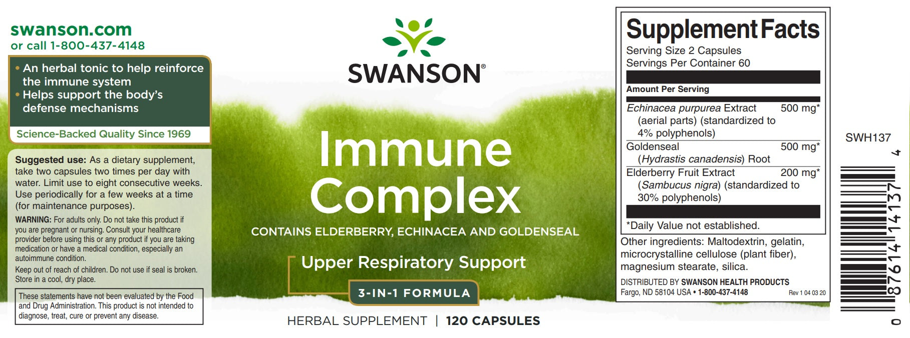 Complexo imunológico - contém Echinacea de sabugueiro e Goldenseal